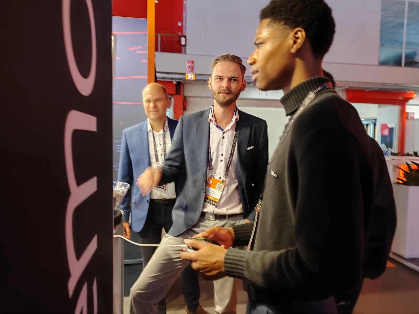 Talking to visitors at the Remotly booth